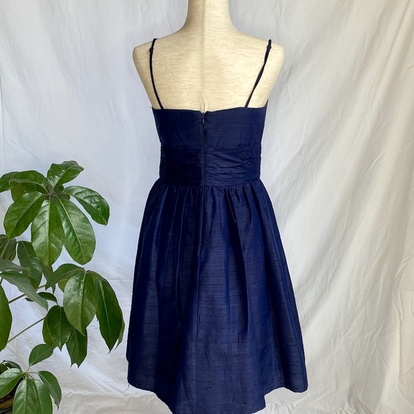 ELIZA J 100% Silk Shantung Dress in Navy Blue - Picture 4 of 7